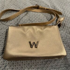 Wonders Spanish Gold Crossbody three pocket Bag with W Logo